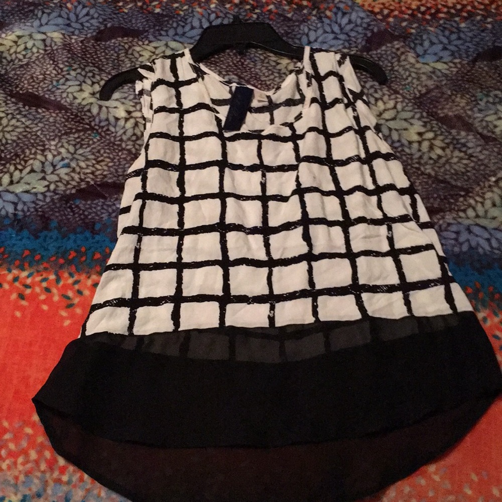 Black and white checkered blouse